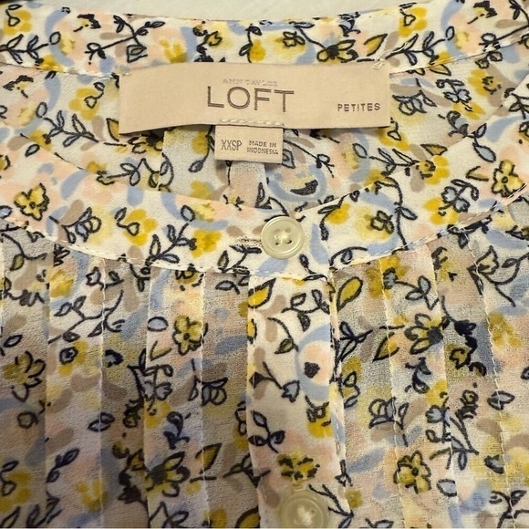 ✨Loft Womens Petites Floral Sheer Ruffled‎ Ling Sleeve Blouse Top, Size XX Small - Picture 7 of 11